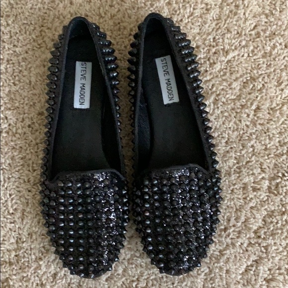 steve madden black studded flats